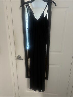 wild fable Black Maxi Slip Dress with Thin Straps